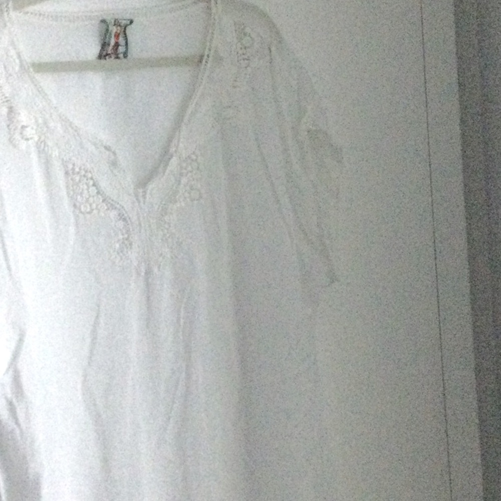 White Lace Trim Women's Top